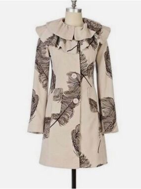 Anthropologie Elevenses Ruffled Plume Coat